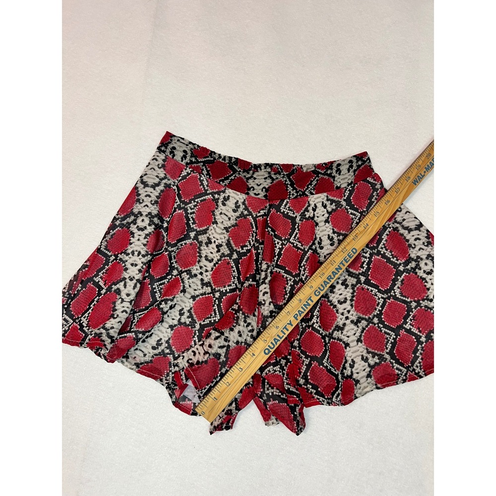 Adrienne The Razorback Short Red Snakeskin Print High Waist Flowy Skort Women M - Picture 7 of 8